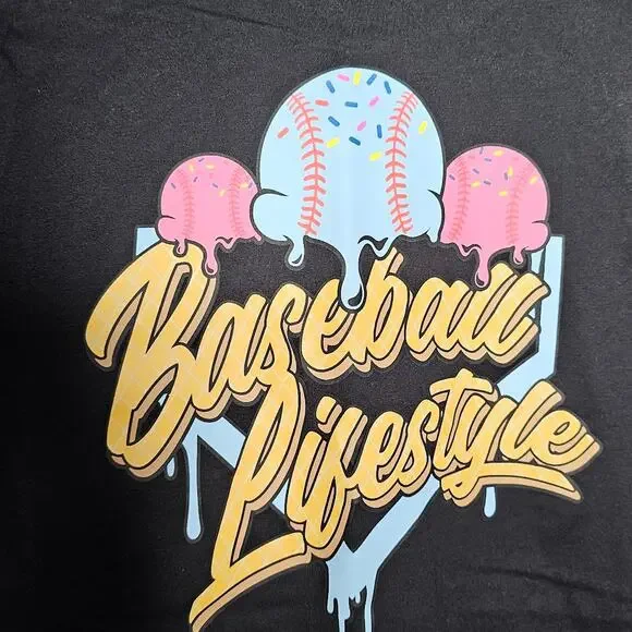 Baseball lifestyle 101 black Ice cream graphic tee Youth size small cotton candy - Picture 5 of 5
